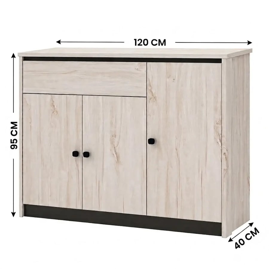 دولاب جزمة ماليزي 3 باب 120 سم SC350-3D WHITE OAK