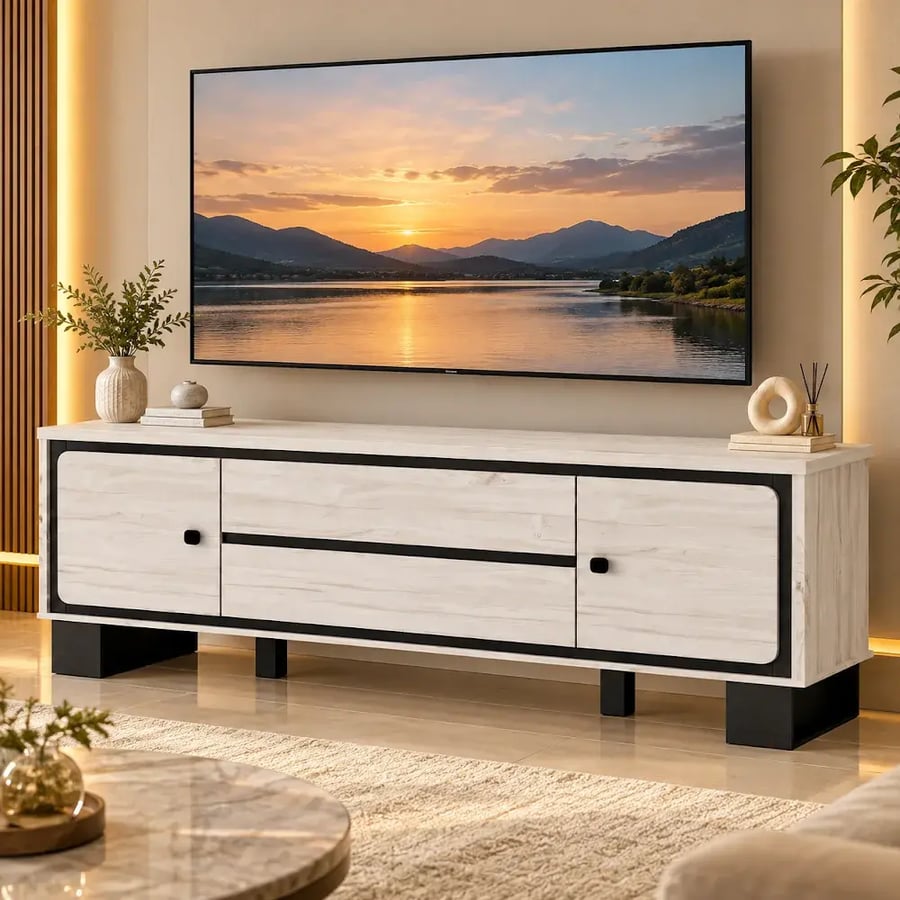 طاوله بلازمه ماليزي 180سم TV350-18 WHITE OAK