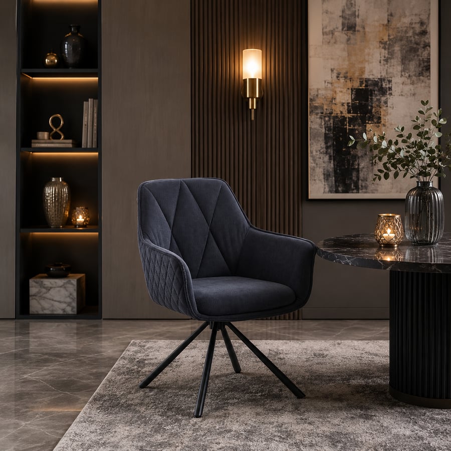 كرسي مودرن باللون الأزرق الكحلي