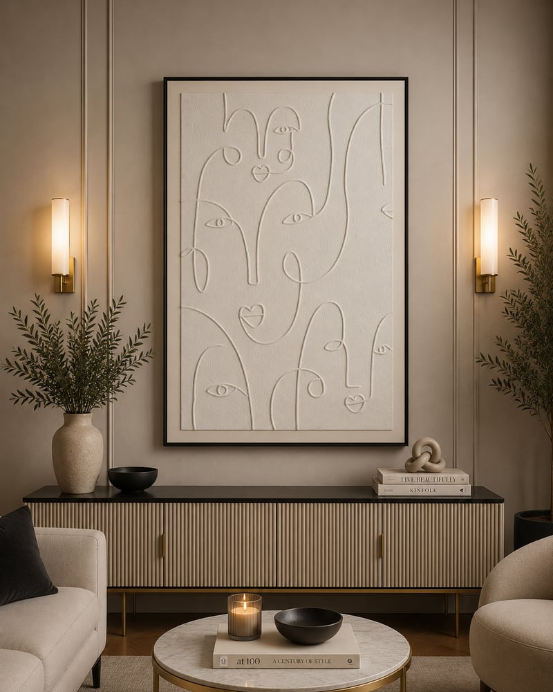 لوحة حائط مودرن بإطار أسود مقاس 100 × 150 سم