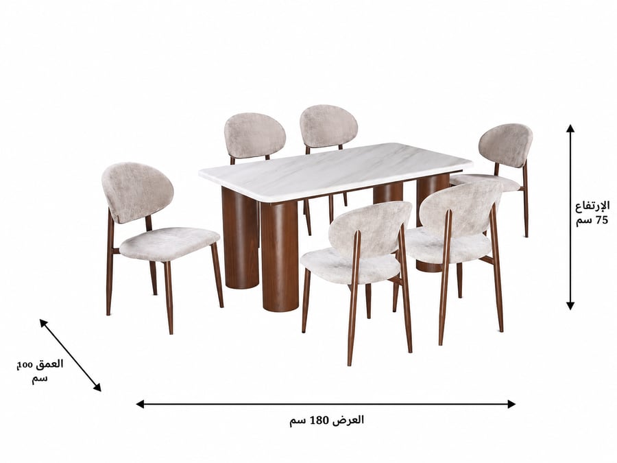 طاولة طعام رخام 6 كراسي