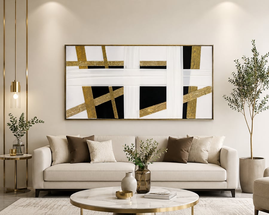 لوحة حائط بإطار ذهبي مقاس 70 × 140 سم