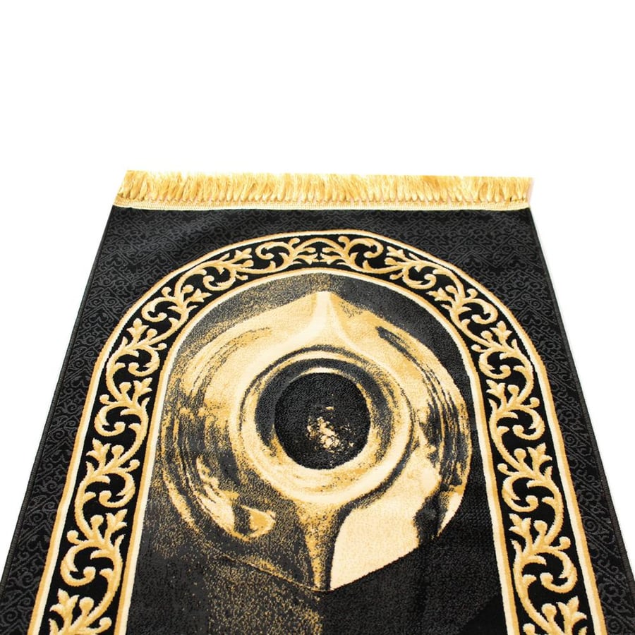 Prayer rugs with Kaaba motifs (gold/black)