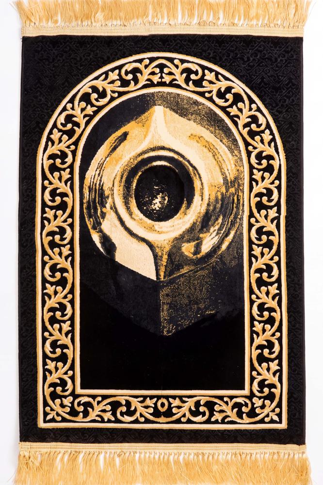 Prayer rugs with Kaaba motifs (gold/black)