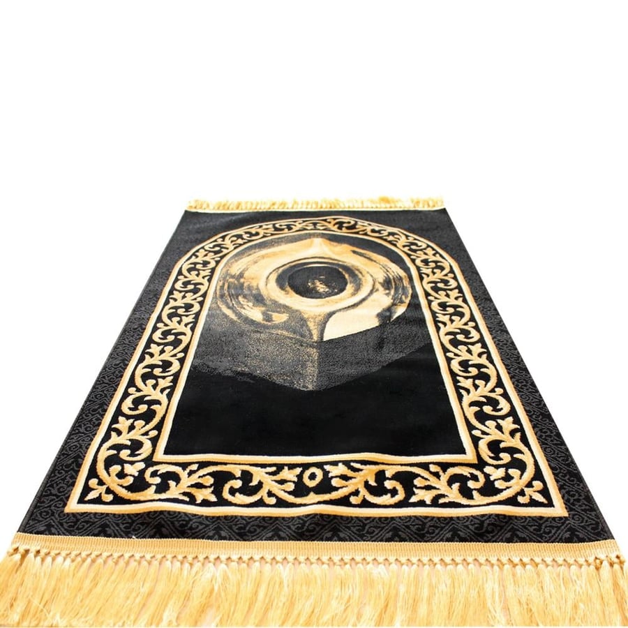 Prayer rugs with Kaaba motifs (gold/black)