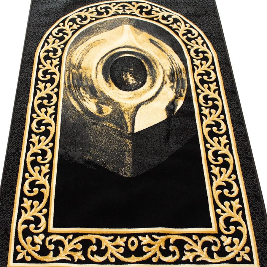 Prayer rugs with Kaaba motifs (gold/black)