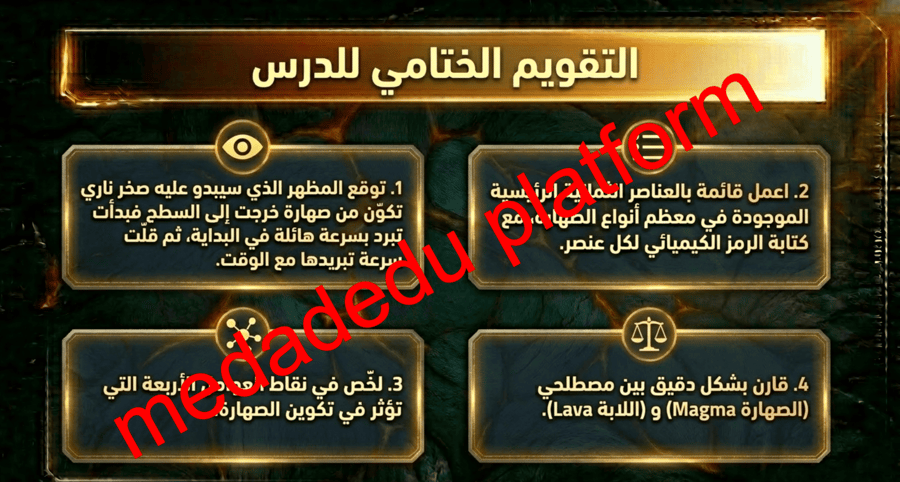 الفصل الرابع الدرس الأول مالصخور النارية ؟