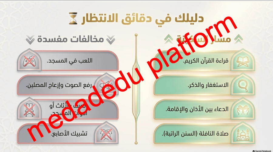 الفقة الدرس السادس آداب انتظار الصلاة