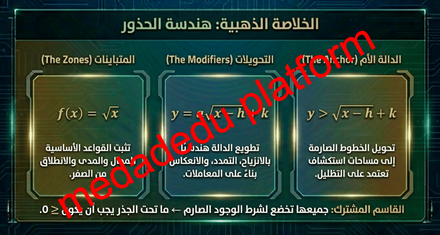 الفصل الرابع الدرس الثالث ذوال و متباينات الجذر التربيعي
