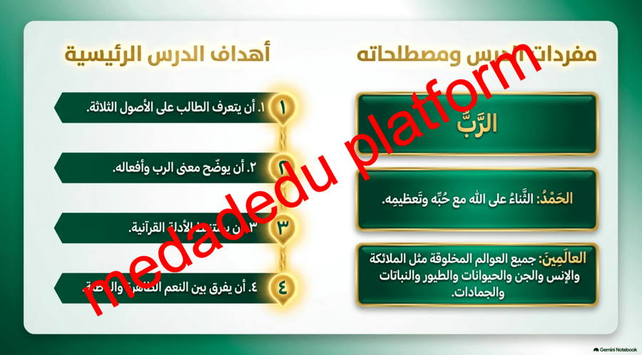 التوحيد الدرس الخامس معرفة الرب