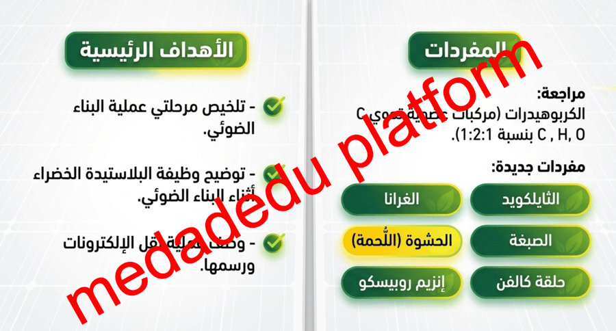 الفصل التاسع البناء الضوئي -