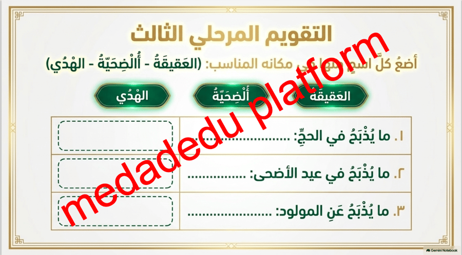 التوحيد الدرس الثالث عشر الذبح لله