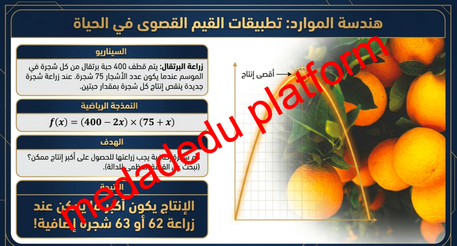الوحدة الأولي الدرس الرابع القيم القصوى و متوسط معدل التغير