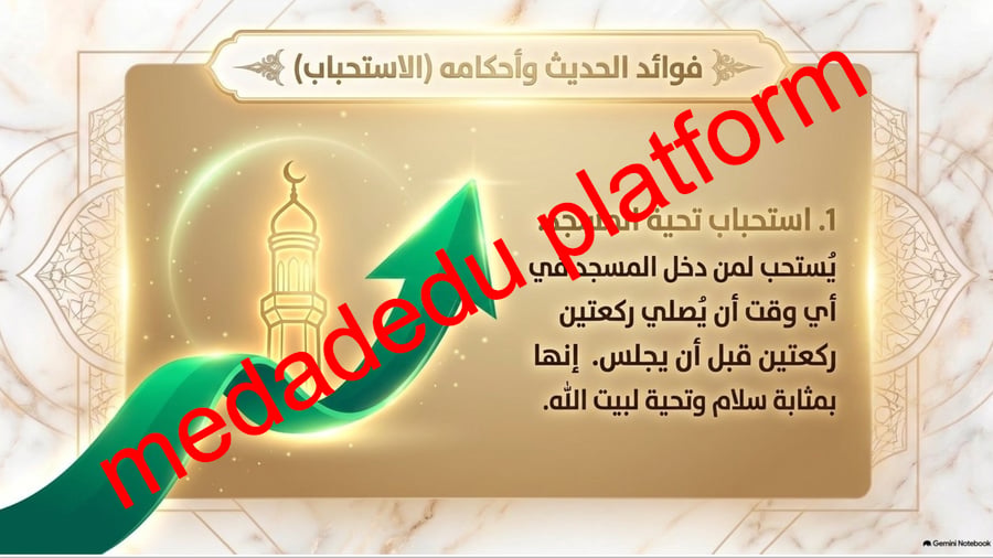 الحديث الدرس الخامس عشر تحية المسجد