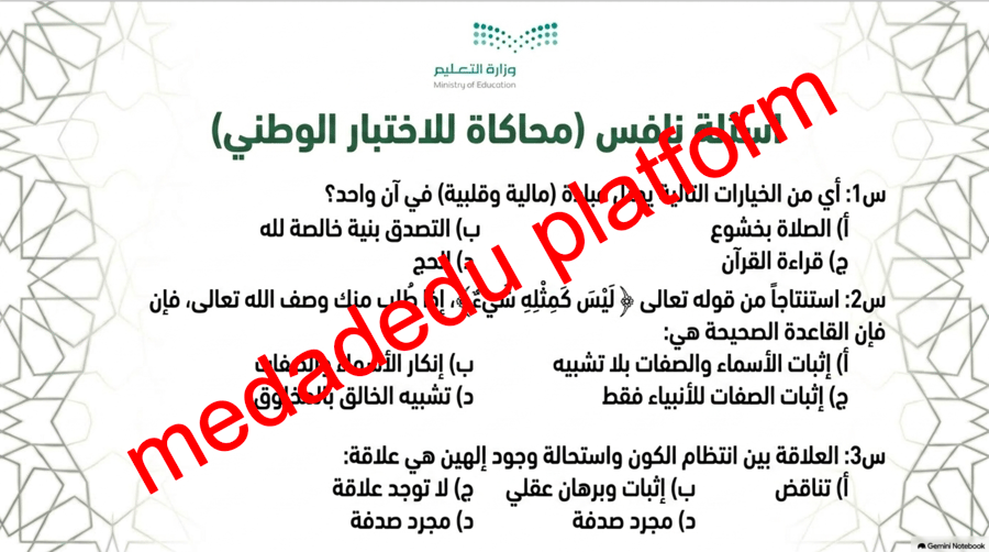 التوحيد الدرس الأول الله الواحد