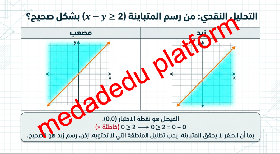 الفصل الأول الدرس الرابع تمثيل المتباينات الخطية و متباينات القيمة المطلقة بيانياً