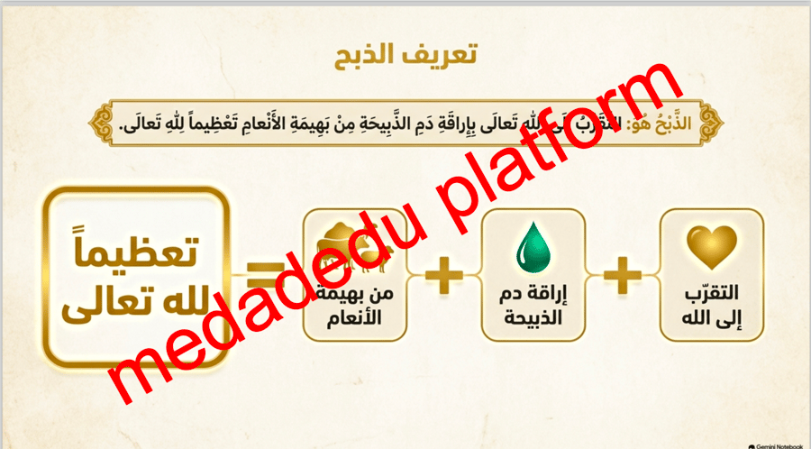 التوحيد الدرس الثالث عشر الذبح لله