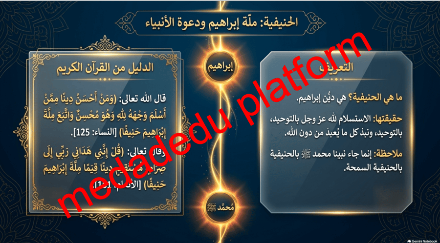 التوحيد الدرس الرابع الحنيفية السمحة