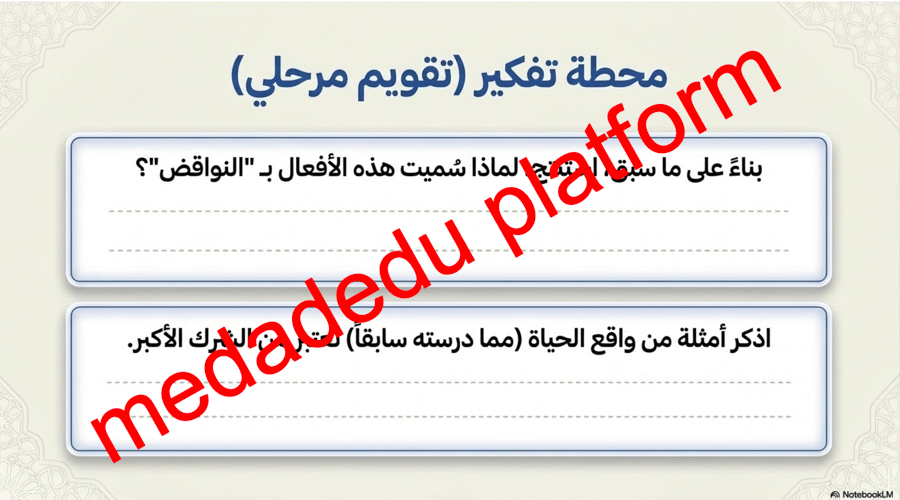 التوحيد الدرس الثالث نواقض الأيمان و منقصاته