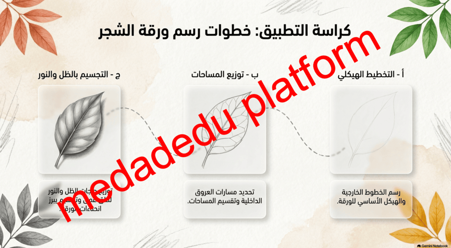 الوحدة الألى الدرس الثالث رسم أوراق الشجر