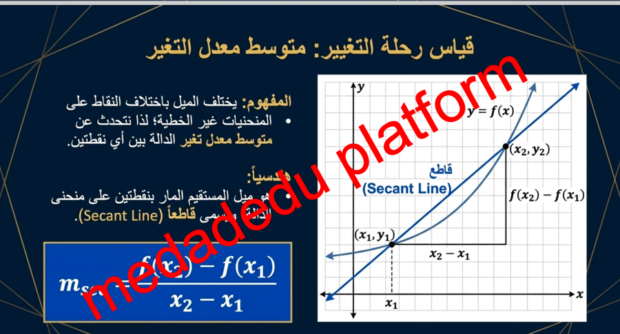 الوحدة الأولي الدرس الرابع القيم القصوى و متوسط معدل التغير