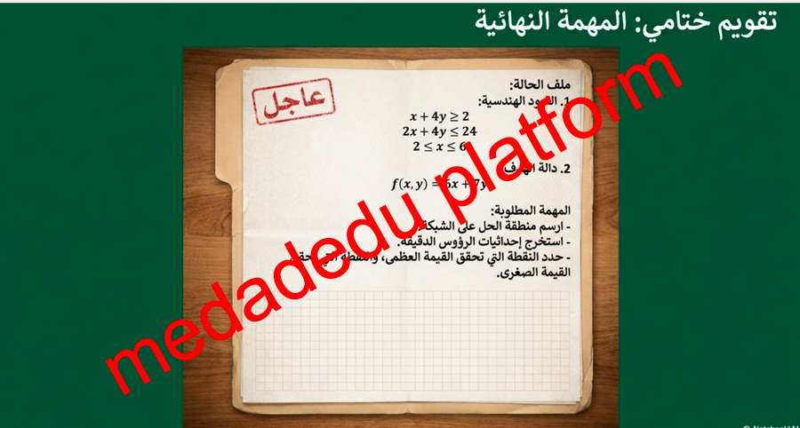 الفصل الأول الدرس السادس البرمجة الخطية و الحل الأمثل