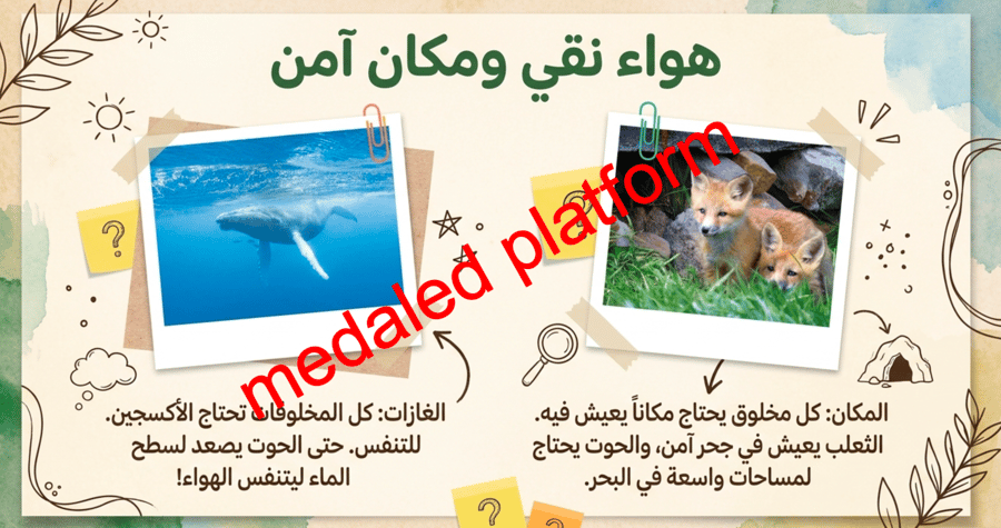 الفصل الاول المخلوقات الحية و حاجاتها