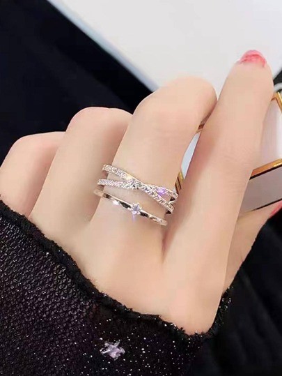 خاتم قابل للتعديل بتصميم طبقتين بشكل فراشة بسيط وأنيق للنساء، هدية لعيد الحب