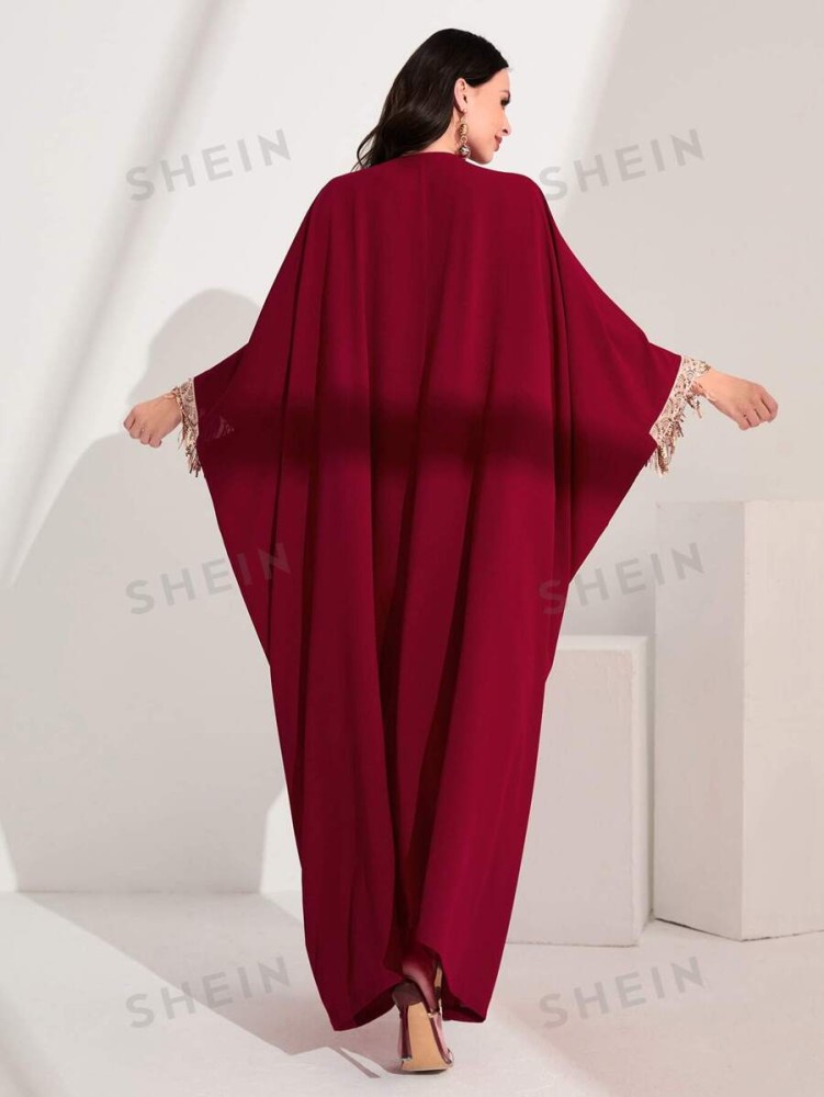 SHEIN Najma قفطان بتفاصيل مقلم مترتر