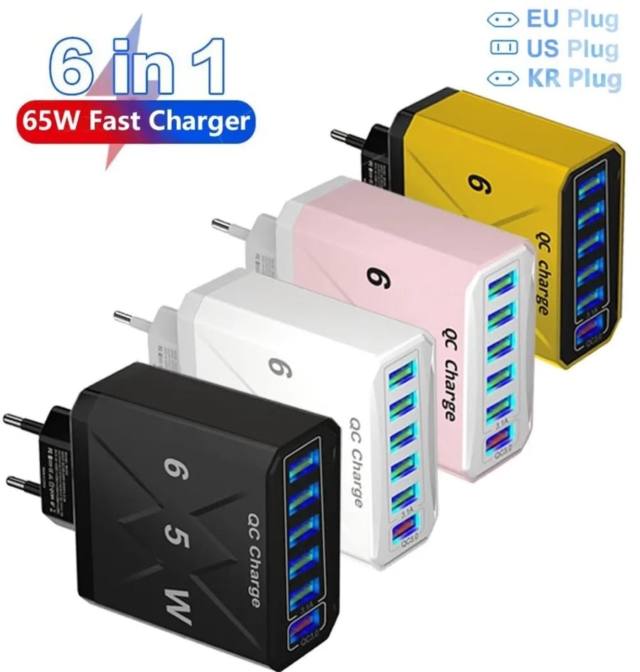 شاحن سريع 3.1A USB قابس Mulit 6 في 1 للسفر 13 12 smusg xناشاو QC3.0