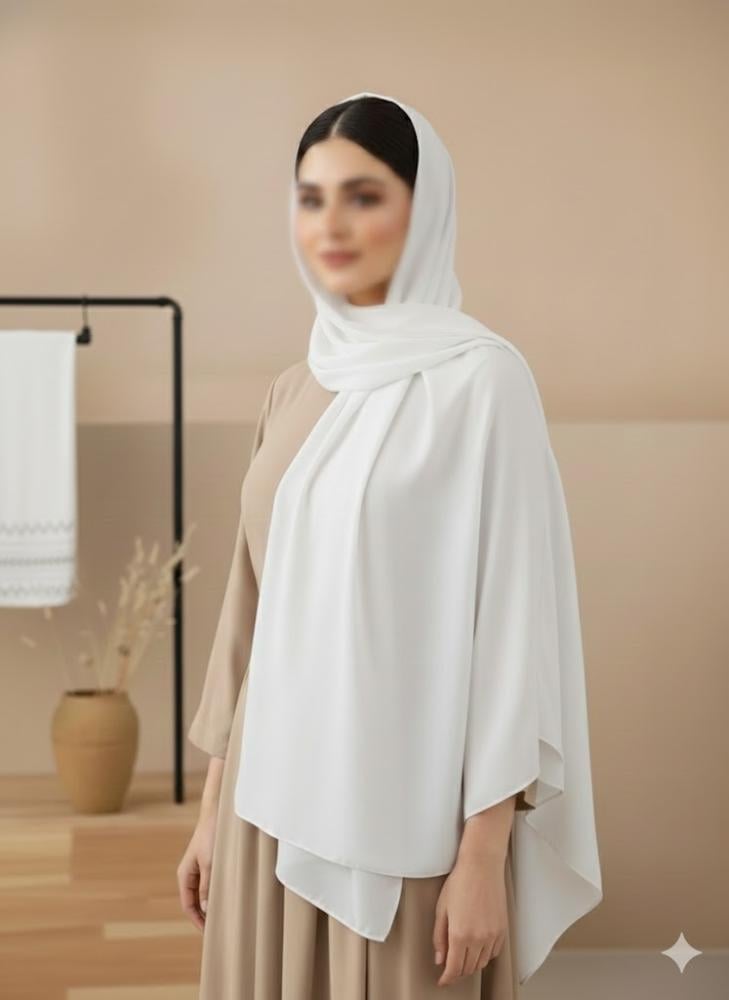 Bedoon Essm Premium White Tarha – Japanese Fabric | Lightweight, Elegant & Flowing Hijab for a Classy Everyday Look