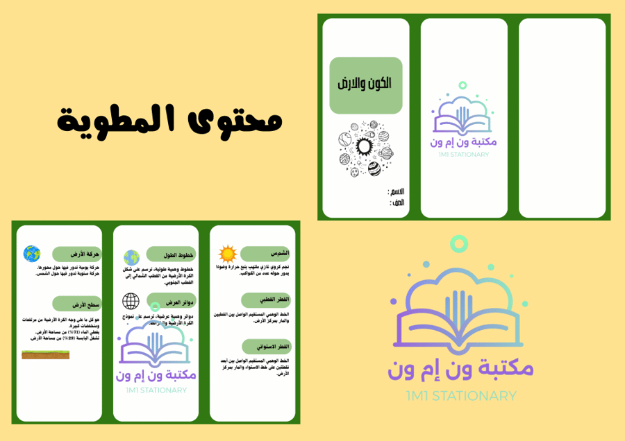 مطوية اجتماعيات الوحدة الأولى اول متوسط (الكون والأرض )
