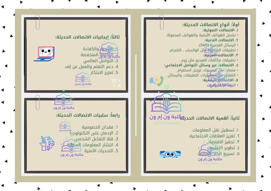 مشروع لغتي - ثالث ابتدائي (وسائل الاتصال الحديثة)الترم الأول