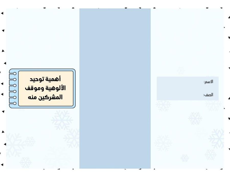 مطوية (اهمية توحيد الالوهية وموقف المشركين منه) توحيد رابع ابتدائي الترم الأول