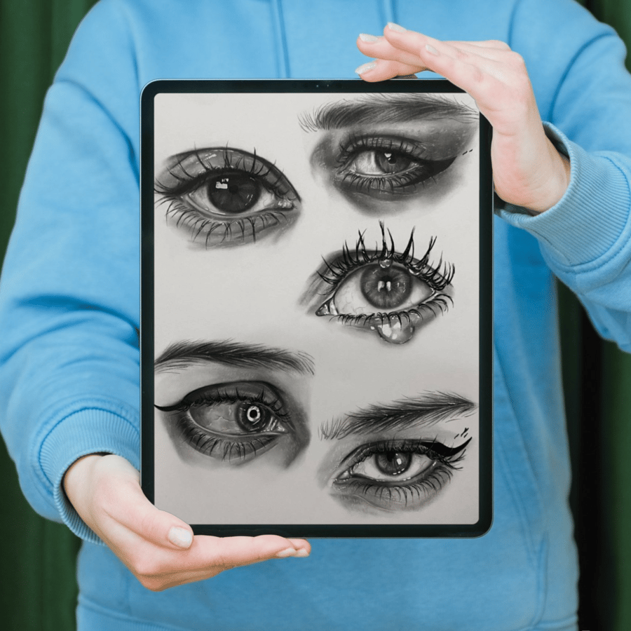 رسم عيون بالرصاص والفحم