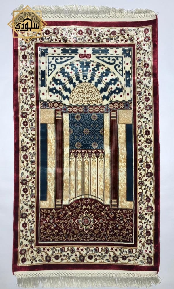 سجادة حرير تركية فاخرة (أحمر) كبيرة