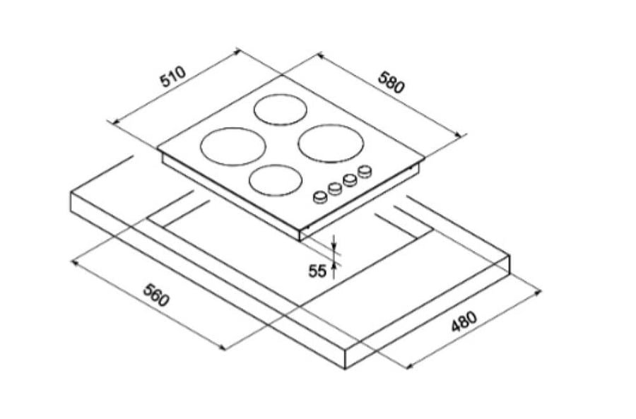 Electric surface 60 cm 4 burners Bumpy