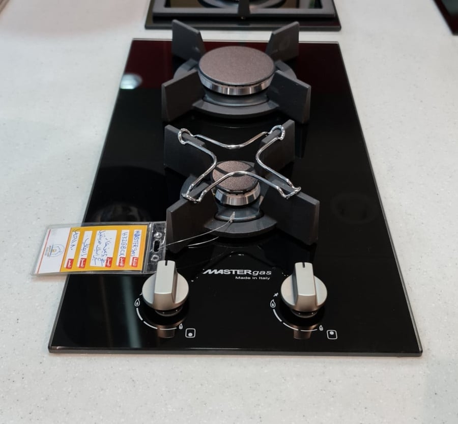 Surface with 2 gas eyes, heavy glass, duty master, Italian gas stove, model (H32GBCX)