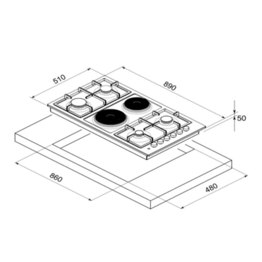 Built-in gas and electricity surface Alba