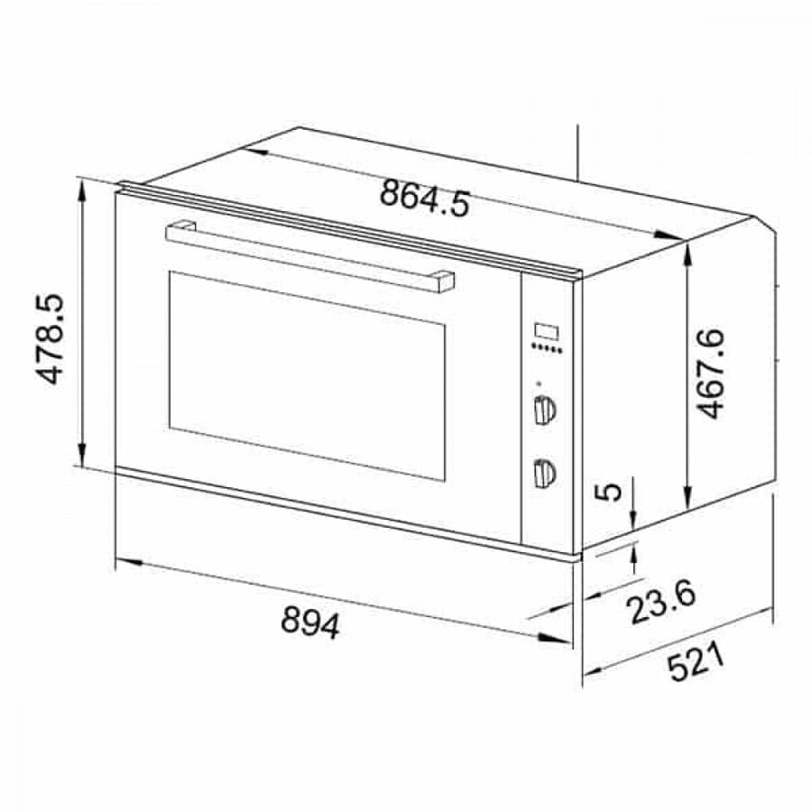 Electric Baumatic oven 90 cm built-in with 10 cooking functions and full touch control stainless steel