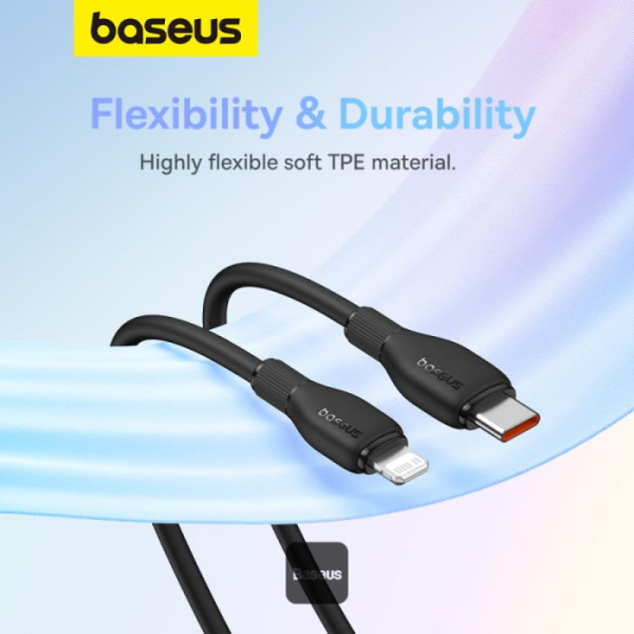 كابل شحن سريع من سلسلة بودينج من Baseus مع نقل بيانات عالي السرعة من النوع C إلى Lightning 20 وات 1.2 متر - أسود