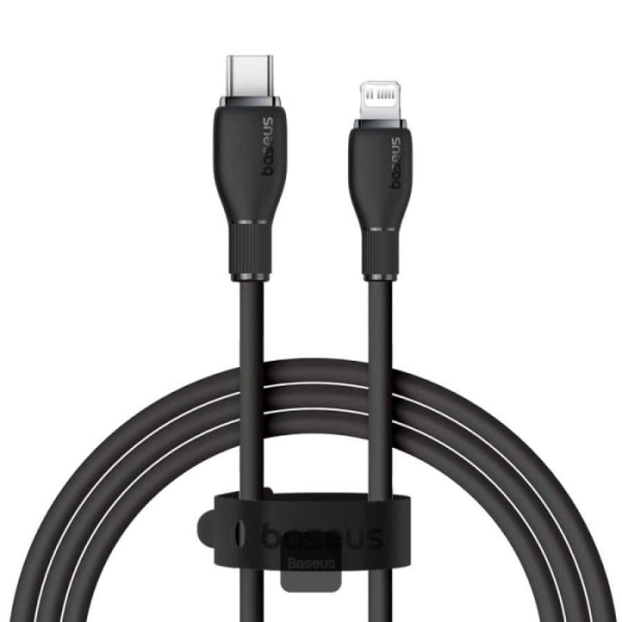 كابل شحن سريع من سلسلة بودينج من Baseus مع نقل بيانات عالي السرعة من النوع C إلى Lightning 20 وات 1.2 متر - أسود