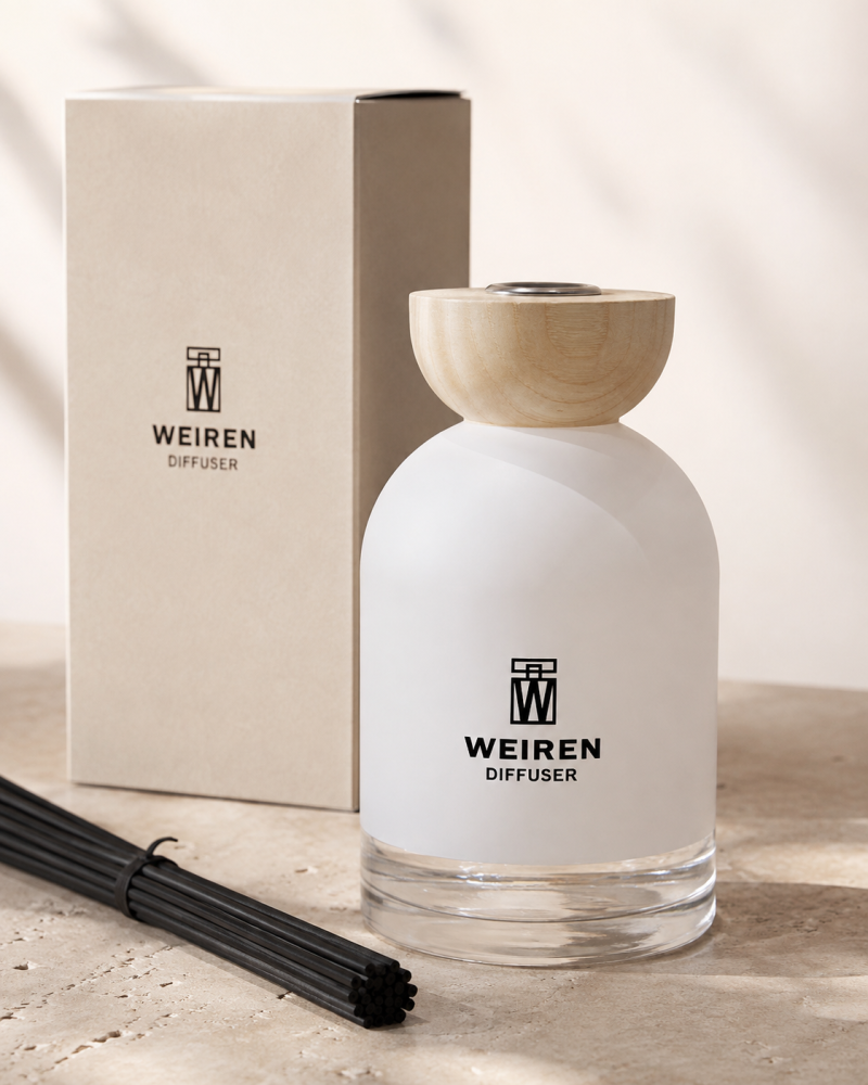 فواحة أعواد WEIREN كبيرة بتصميم أبيض أنيق