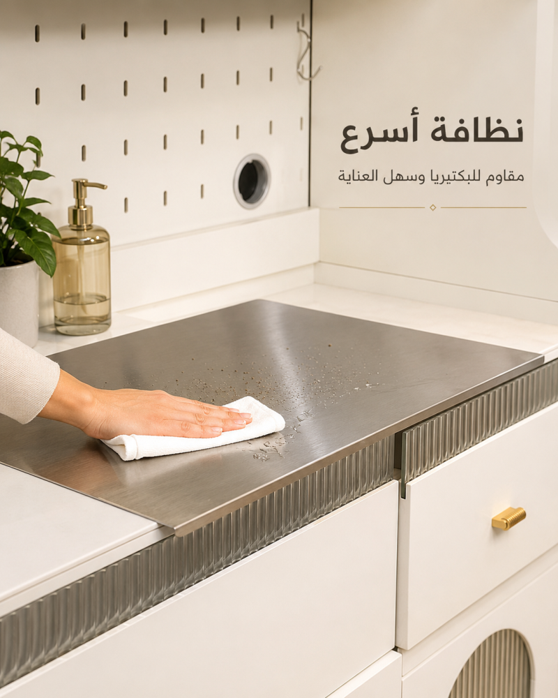 لوح تقطيع ستيل فضي مقاوم للبكتيريا – مقاس 50 × 40 سم