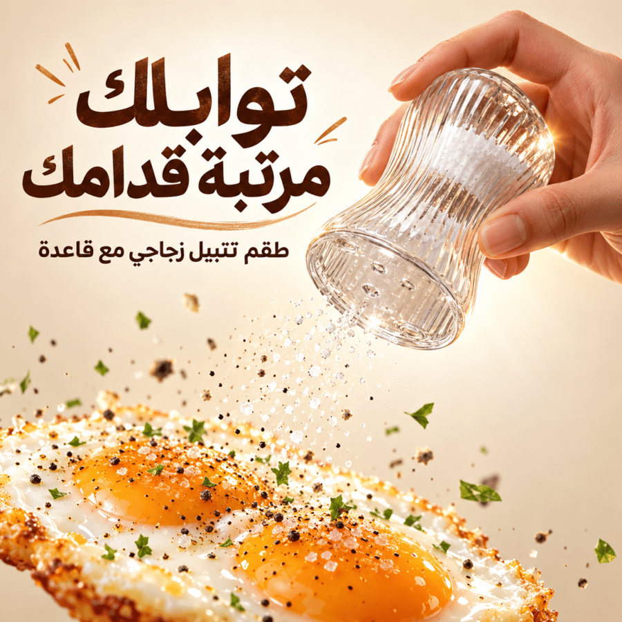 طقم ملح وفلفل زجاجي مخطط بقاعدة خشبية
