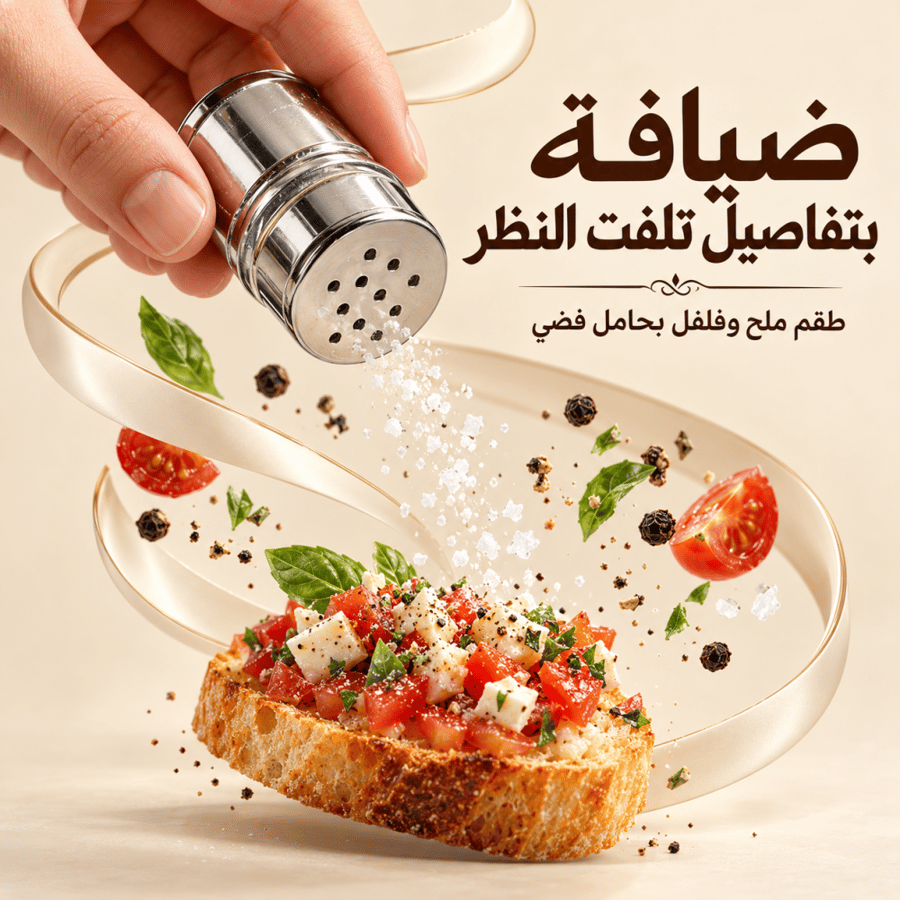 طقم ملح وفلفل فضي — حاملان بتصميم قارب
