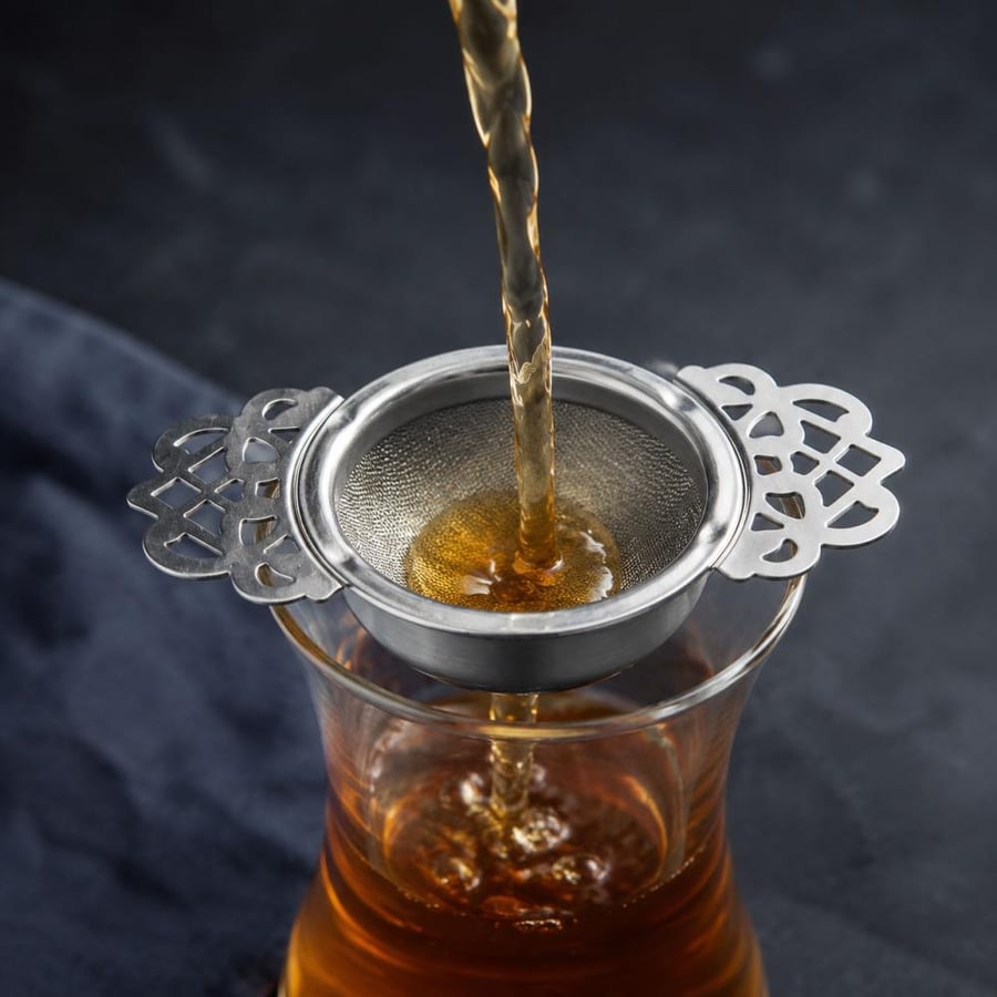مصفاة شاي وأعشاب ستانلس بمقابض زخرفية صورة 6