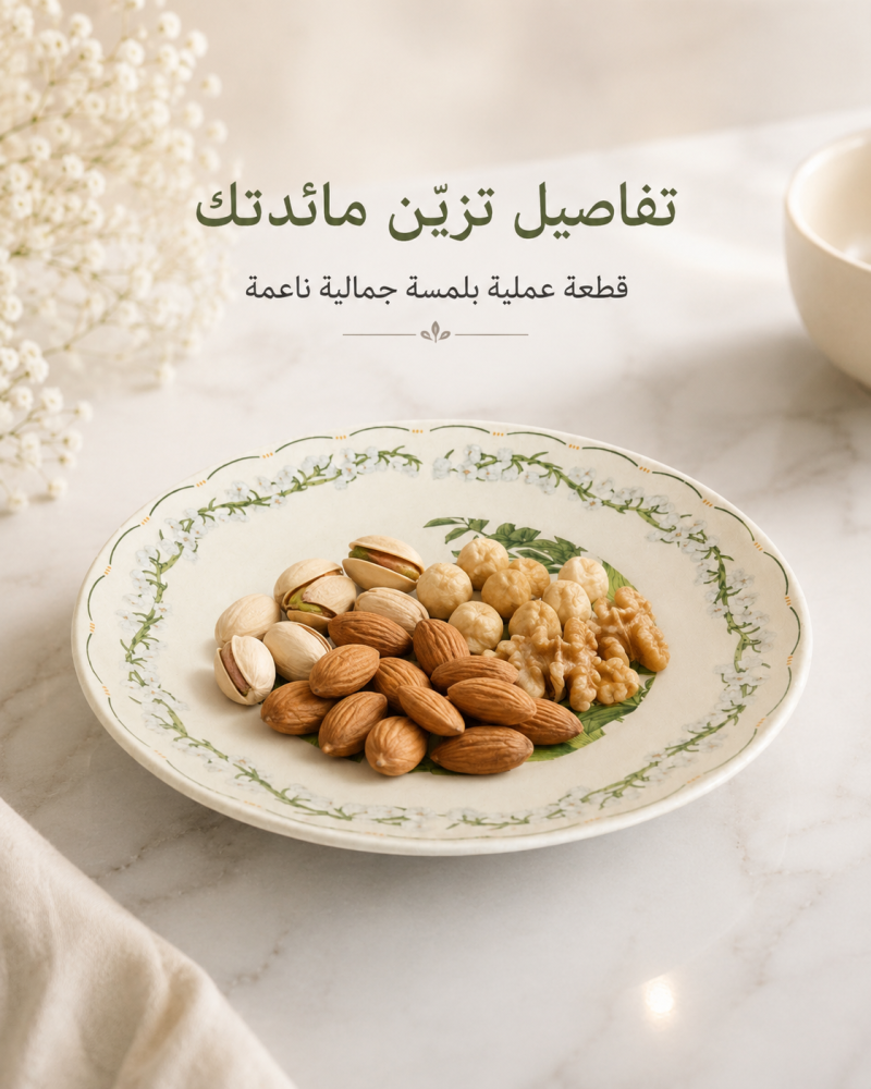 طبق تقديم دائري بنقوش نباتية