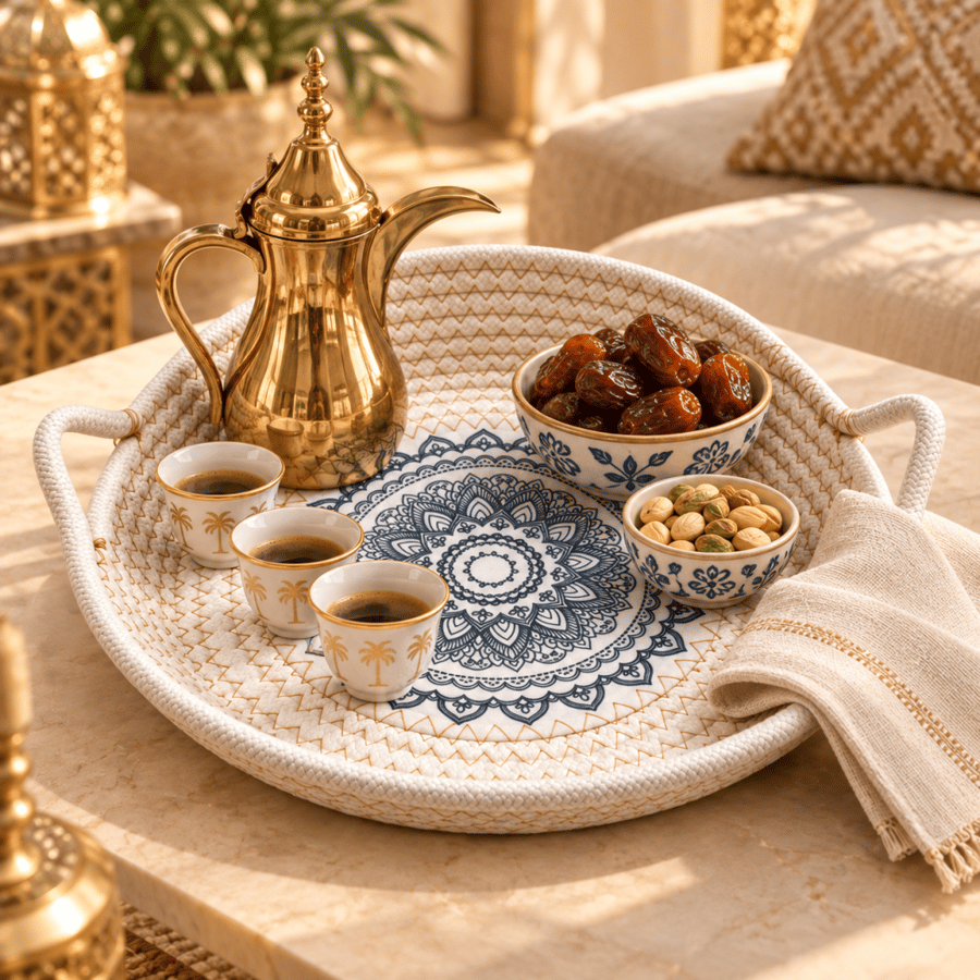 صينية قماش دائرية كبيرة بمقابض – قطر 25 سم