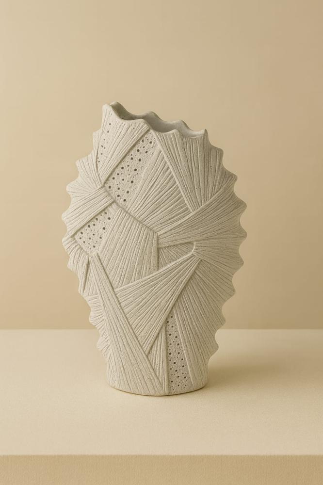 Plaster vase with geometric design – luxurious home decor